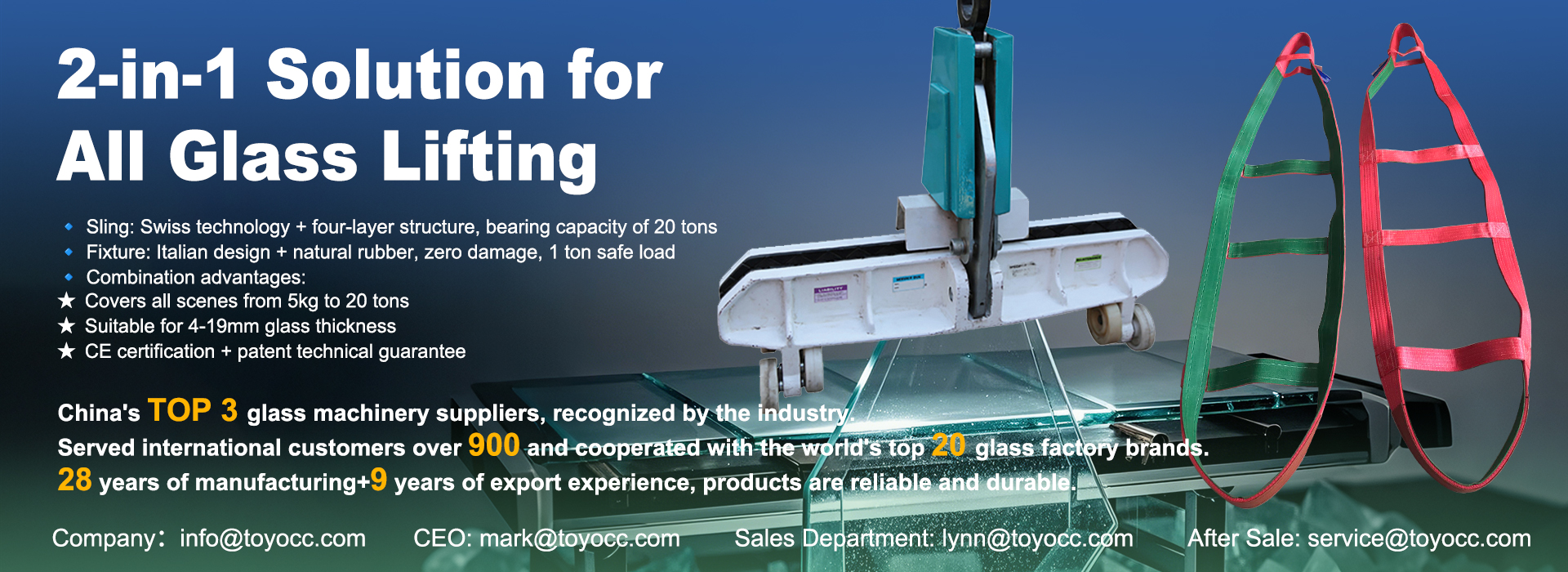 Toyocc glass clamp glass sling